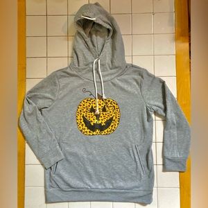 “Leopard Print” Pumpkin Grey Fall Hoodie